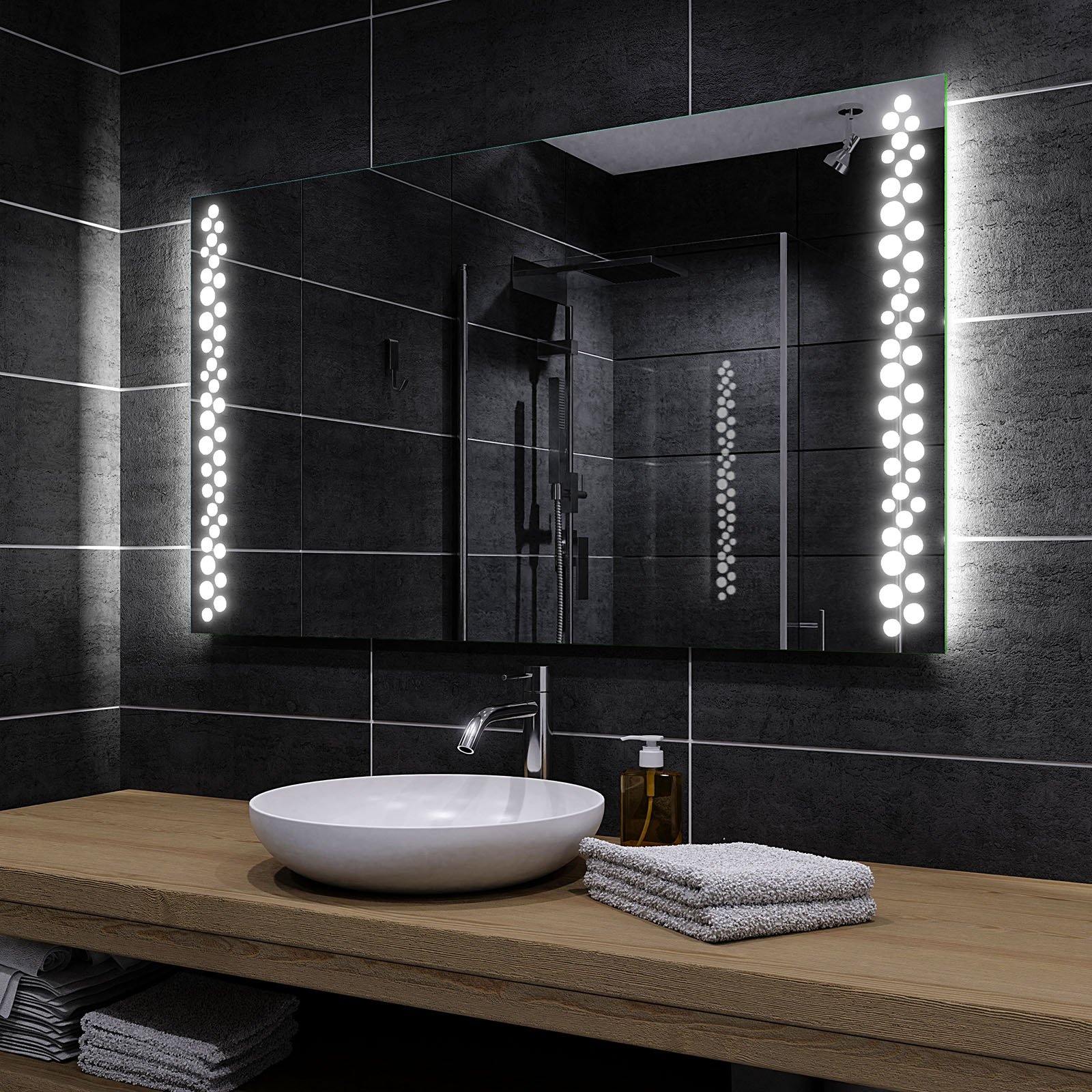 Badspiegel mit LED Beleuchtung und Touch SchalterWandspiegel Toronto K02